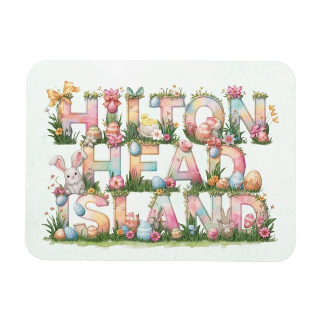 Imán Feliz Pascua desde la Isla Hilton Head (Horizontal)