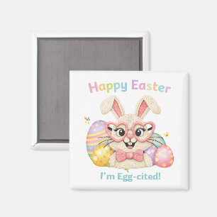 Imán Feliz Pascua Estoy Emocionado Conejo 