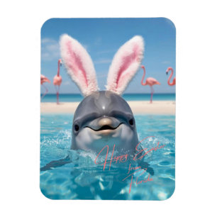 Imán Feliz Pascua Flamencos y delfines de la playa de F