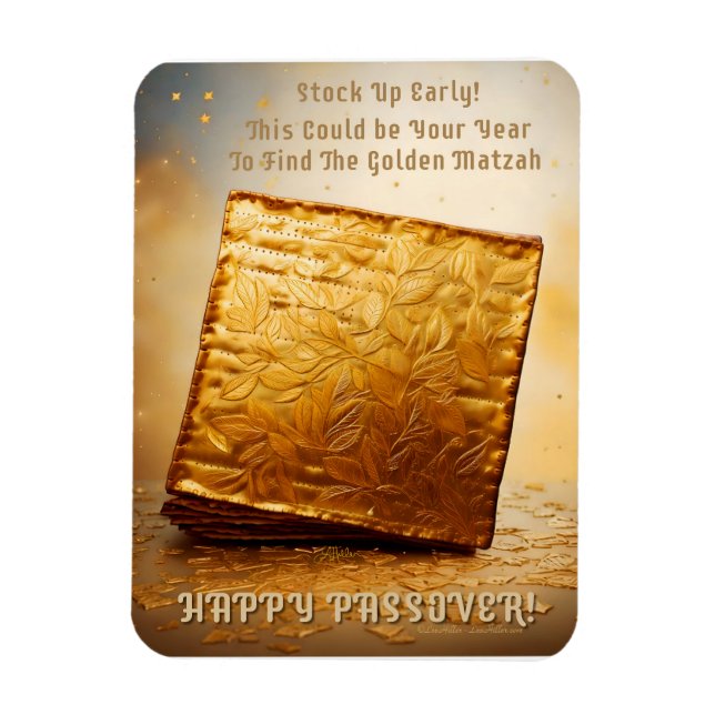 Imán ¡Feliz Pascua! Golden Matzah (Vertical)
