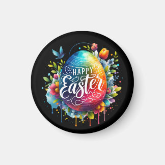 Imán Feliz Pascua: Huevo de Pascua Vibrante Acuarela