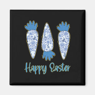 Imán Feliz Pascua Huevos de Zanahoria Chinoiserie Flora