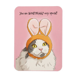 Imán Feliz Pascua para cualquier gato lindo en orejas d
