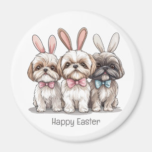 Imán Feliz Pascua Perros Shih Tzu