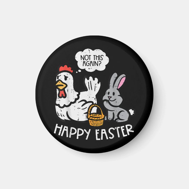Imán Feliz Pascua, pollito conejito, no es nuevo divert (Frente)