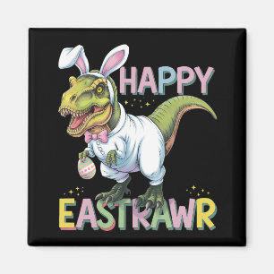 Imán Feliz Pascua T Rex Pascua Dinosaurio Conejo Huevo