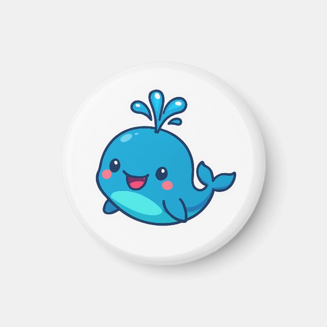 Imán Feliz Pegatina de ballenas de Kawaii - amigo íntim (Frente)
