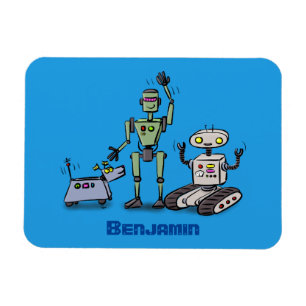 Imán Feliz personalizado de trío de robots lindos