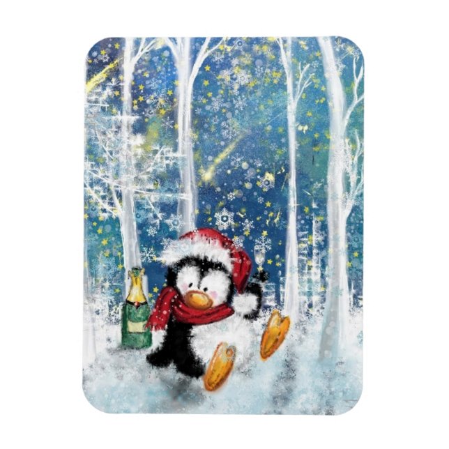 Imán Feliz Pingüino - Feliz Navidad - Salud (Vertical)