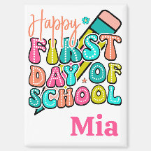 Feliz Primer Día De Clases Lápiz Retro Groovy
