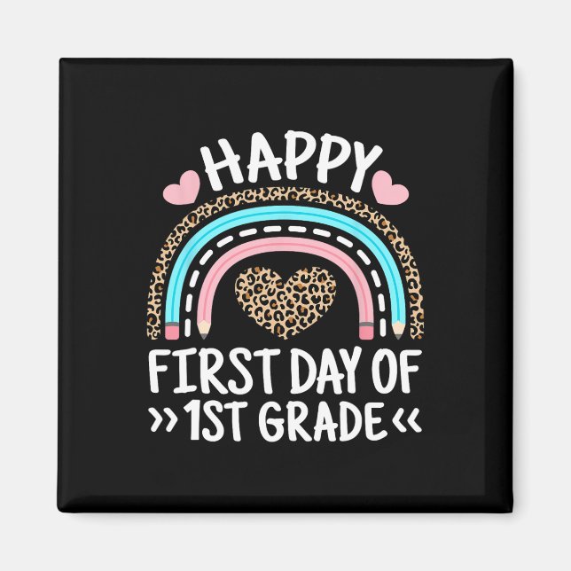 Imán Feliz Primer Día De Enseñanza De Arcoiris De Prime (Frente)