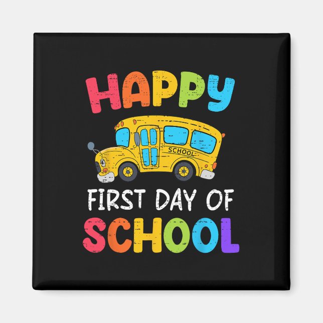 Imán Feliz Primer Día De Escuela Conductor De Autobús D (Frente)