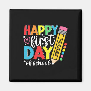Imán Feliz Primer Día De Escuela Lápiz Maestro Niños Vu