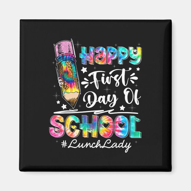 Imán Feliz Primer Día Del Equipo Escolar, Lanza De Regr (Frente)