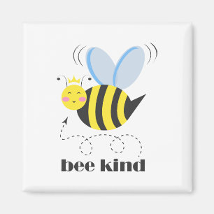 Imán Feliz princesa de abejas con corona y lema Bee Kin