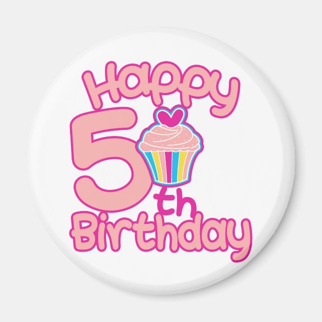 Imán ¡Feliz quinto cumpleaños! (Frente)