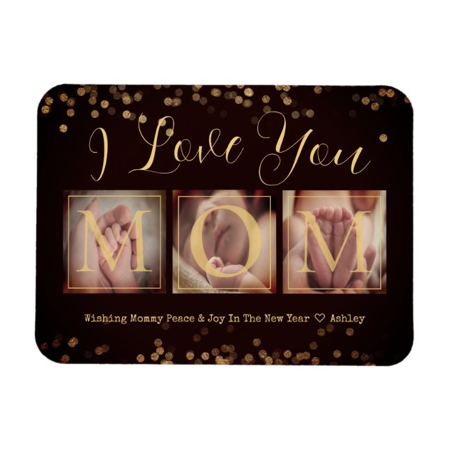 Imán Feliz regalo de Año Nuevo para mamá (Horizontal)