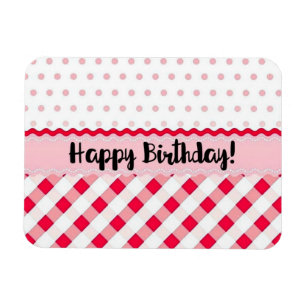 Imán Feliz regalo de cumpleaños de Punto de Polka Blanc