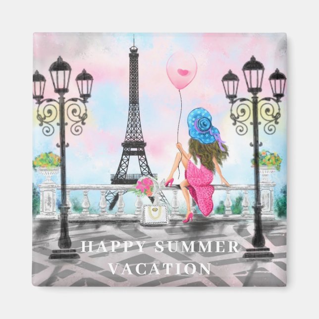 Imán Feliz Regalo De Verano De Vacaciones En París (Frente)