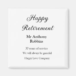 Imán Feliz retiro añadir nombre años de servicio jubila