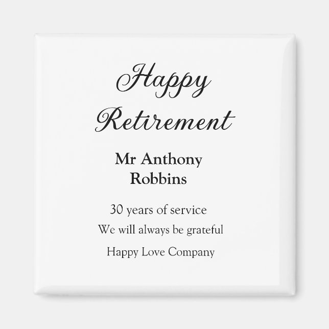 Imán Feliz retiro añadir nombre años de servicio jubila (Frente)