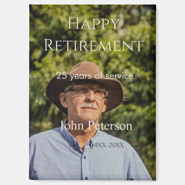 Imán Feliz retiro foto nombre años de servicio (Anverso)