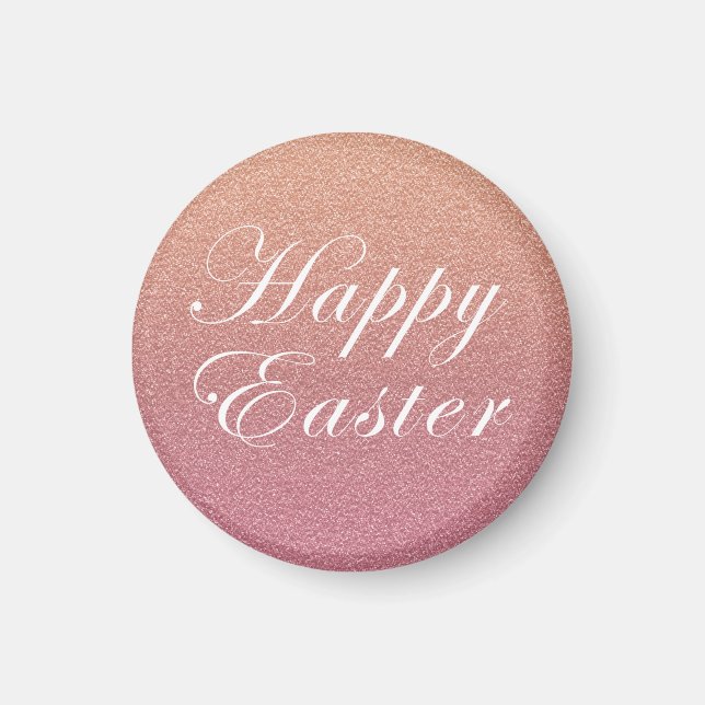 Imán Feliz Rosa de Pascua Dorado Estilo Purpurina Espum (Frente)