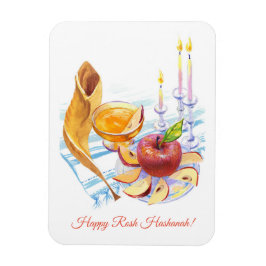 Imán ¡Feliz Rosh Hashanah! Arte dibujado a mano