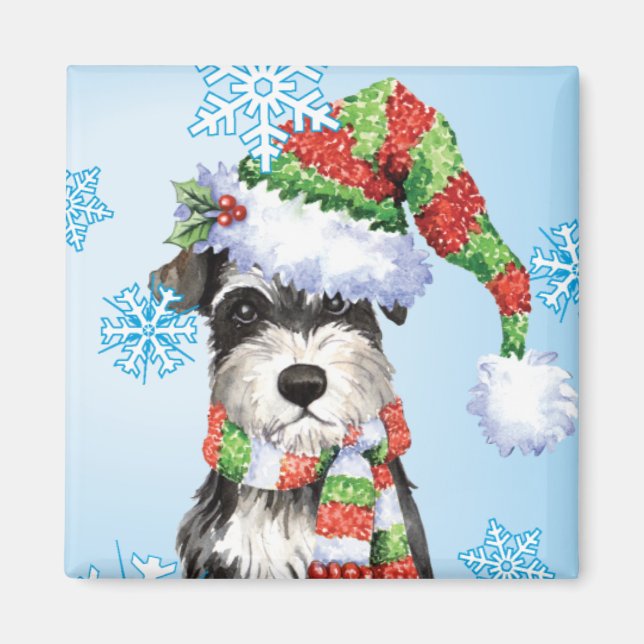 Imán Felíz Schnauzer en miniatura de Howlidays (Frente)