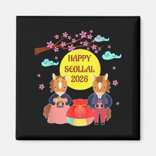 Imán Feliz Seollal 2026 Año Nuevo Lunar Coreano del Cab