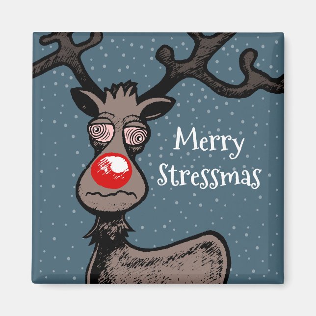 Imán Feliz Stressmas con Rudolph (Frente)