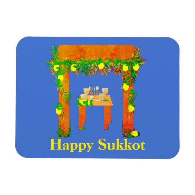 Imán Feliz Sukkot, personalizado (Horizontal)