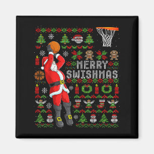Imán Feliz Swishmas Baloncesto Feo de Navidad