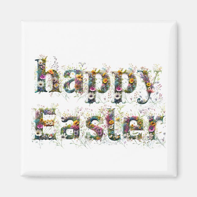 Imán Feliz texto decorativo de Pascua (Frente)