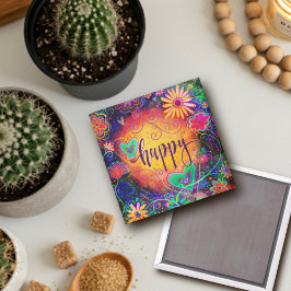 Imán Feliz UNO WORD Inespirivity Divertido Floral Heart