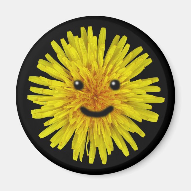 Imán Feliz verano amarillo Dandelion flor en cualquier  (Frente)