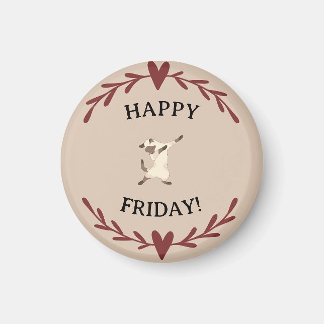 Imán ¡Feliz viernes con siamés! (Frente)