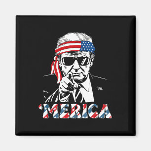 Imán Feliz Vintage Trump 4 de julio Patriótico América 