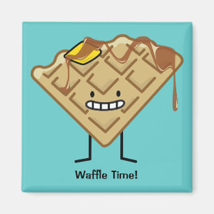 Imán Feliz Waffle con jarabe y desayuno con mantequilla