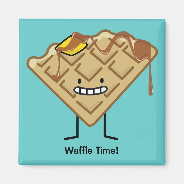 Imán Feliz Waffle con jarabe y desayuno con mantequilla (Frente)