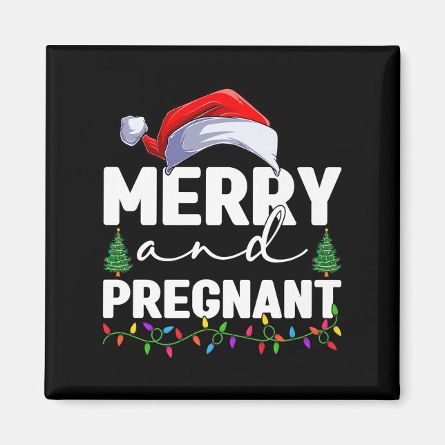 Imán Feliz y Embarazada Navidad Anuncio de Embarazo (Frente)