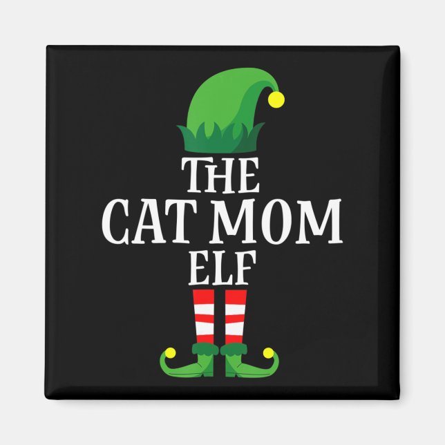 Imán Femeninas de Cat Mom Elf Chicas Aparecen Navidades (Frente)