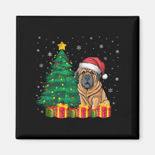 Imán Feo tibetano castiff Santa Hat Navidades