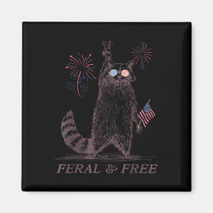 Imán Feral &amp; Racoon Patriótico Gratuito Feral Y
