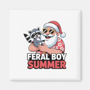 Imán Feral Boy Summer Santa Raccoon Chaos Vibes Christm