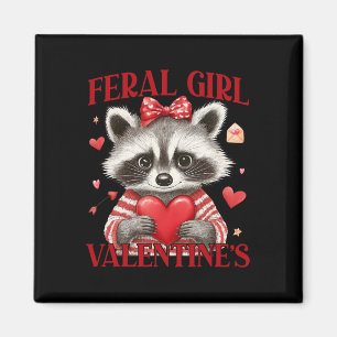 Imán Feral Chica Valentine Raccoon Hearts Love Valenti