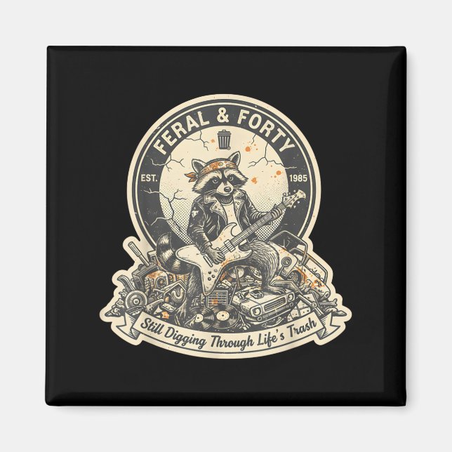 Imán Feral Forty Raccoon Funny 40th Birthday Outfits Wo (Frente)