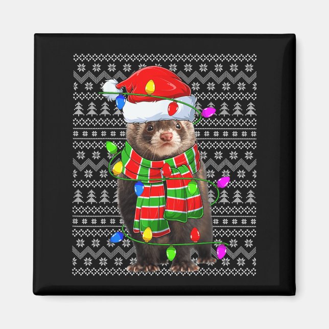 Imán Ferret Ugly Xmas Lighting Santa Ferret Christmas  (Frente)