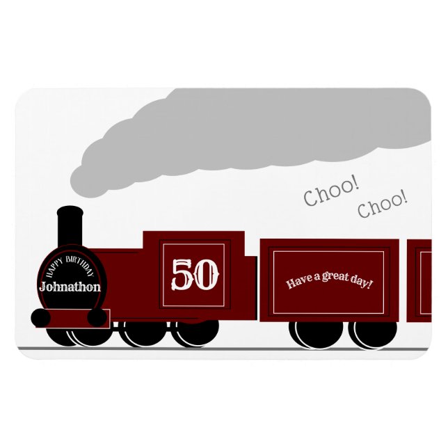 Imán Ferrocarril de vapor de cumpleaños personalizado (Horizontal)