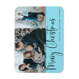 Imán Ferry Christmas Script 2 Photo Holiday Blue